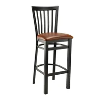 product of G & A 635-B PS Wyndham Barstool, Slat Back, Upholstered Padded Seat, 18 Gauge Steel Frame, Black Finish, Footrest