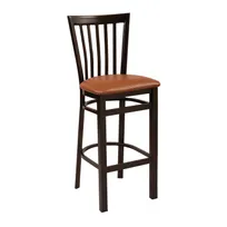 product of G & A 635-W PS Wyndham Barstool, Slat Back, Upholstered Padded Seat, Walnut Finish, 18 Gauge 1-1/4" Steel Frame, Non-Marring Floor Glides