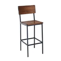 product of G & A 640-RS Toledo Barstool with Reclaimed Wood Back and Seat, 18 Gauge Steel Frame, Black Finish, Footrest, Non-Marring Floor Glides