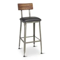 product of G & A 645-RS Hudson Barstool with Reclaimed Wood Back and Seat, Walnut Finish, Distressed Clear Frame