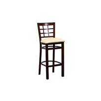 product of G & A 650-M SS Windsor Barstool with Grid Back, Solid Wood Saddle Seat, Mahogany Finish, 18 Gauge Steel Frame
