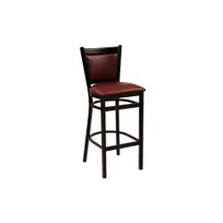 product of G & A 660 Geo Barstool, Upholstered Square Back, Padded Seat, Black Metal Frame, Vinyl