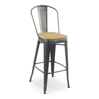 product of G & A 680-WS Astor Barstool with Metal Back, Wood Seat, 12 Gauge Steel Frame, Armless, Plain Back