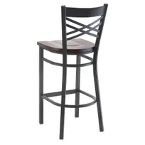 product of G & A 699-B SS Double Cross Back Barstool, Solid Wood Saddle Seat, 18 Gauge Steel Frame, Black Finish, Footrest, Armless
