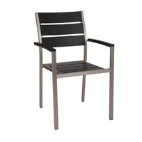 product of G & A 8216AR Sol Arm Chair, Indoor/Outdoor, Stackable, Synthetic Teak Ladder Back & Seat, Aluminum Frame