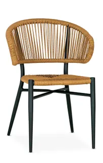 product of G & A 826 Aluminum Outdoor Sydney Side Chair, Woven Synthetic Rope Seat, Aluminum Back, Nylon Floor Glides