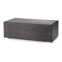 product of G & A 8303 Monterey Lounge Coffee Table, Espresso Finish, Glass Top, Resin Wicker, Aluminum Frame