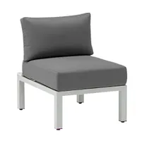 product of G & A 8401 Ravello Lounge Chair, Indoor/Outdoor Use, Grey Cushions, Synthetic White Wash Teak Finish, Grey Aluminum Frame, Nylon Floor Glides