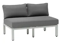 product of G & A 8402 Ravello Outdoor/Indoor Double Section, Grey Aluminum, White Wash Teak, Grey Cushions