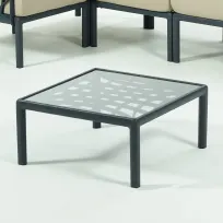 product of G & A 8604 Eden Lounge Coffee Table, Indoor/Outdoor, Glass Top, Resin, Nylon Floor Glides