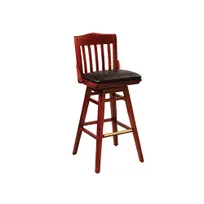 product of G & A 9511PS Schoolhouse Swivel Barstool – Slat Wood Back, Vinyl Padded Seat, Footrest, Beechwood Frame
