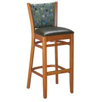 product of G & A 9632 Bristol Barstool with Upholstered Padded Back and Seat, European Beechwood Frame, Nailheads, Footrest