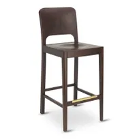product of G & A 9660PS Milano Barstool with Solid Wood Back, Upholstered Padded Seat, Walnut Finish, European Beechwood Frame