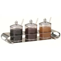 product of GET 3195011 Frilich Jam Bar Trio, 3-Compartment Set, 0.63 qt SAN Containers with Lids, Steel Base