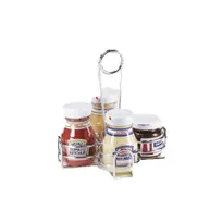 product of GET 4-221623 Silver Chrome 4-Compartment Tabletop Condiment Caddy, 6-1/2" x 6-1/2" x 8"