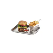 product of GET 4-77800 Rectangular Aluminum Serving Tray, 13" x 9" x 1" Heavy-Duty Kitchen Display Plate
