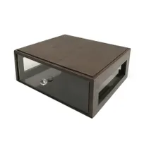 product of GET BB-RECT-14-GA Bread Box, 14-3/4" W x 12-3/4" D x 5" H, Gray Ash Wood with Acrylic Drawer - Set