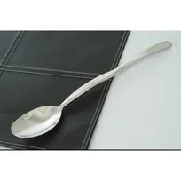 product of GET BSPD-03 Serving Spoon, 13" Solid 18/8 Stainless Steel, Pounded, Non-Insulated Handle