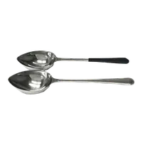 product of GET BSRIM-34 Portion Control Spoon, 2 Oz., 12" Slotted, 18/8 Stainless Steel, Black Handle