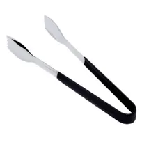 product of GET BSRIM-71-BK 12" Stainless Steel Tongs, Mirror, Black PVC Cool-Grip Handle Dishwasher Safe
