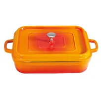 product of GET CA-010-O/BK/CC Induction Roaster, 5 Qt, 12"x10"x2" Lidded, Aluminum Enamel, Orange/Black