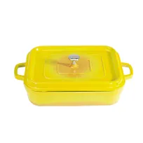 product of GET CA-010-Y/BK/CC Induction Roaster, 5 Qt, 12-7/8"x10-7/8"x2-3/4", Yellow/Black Aluminum Enamel, Lid