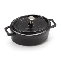 product of GET CA-103-BK/BK/CC Heiss Mini Induction Pot, 12 oz, 5-1/2" x 4-1/4" x 2" Oval, Black, Ceramic Enamel