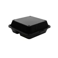 product of GET EC-09-1-BK 9" x 9" x 3.75" 3-Compartment Black Polypropylene Box, Microwave Safe, NSF - Dozen
