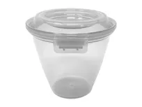 product of GET EC-21-CL Clear 14 Oz Side Dish Cup, 4-1/4" Dia x 3" H, Polypropylene, Hinged Lid - Dozen
