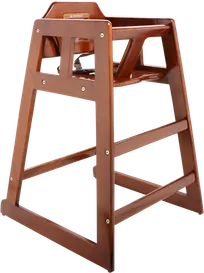 product of GET HC-100-MOD-W2-KD-P High Chair, 19-5/8"W x 19-3/4"D x 29"H, Walnut Finish, Commercial Hardwood, 3-Point Strap Harness