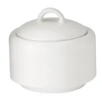product of GET PA1101708712 Sugar Bowl, 8.5 Oz., 4" Dia., Rolled Edge, With Lid, Porcelain White - Dozen