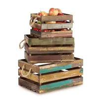 product of GET WB-1-SET-RWD Urban Renewal Wood Crate Set, Rectangular Wood with Rope Handles - Set