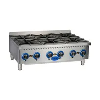 product of Globe GHP36G 36" Countertop Heavy Duty Gas Hotplate with (6) Burners, 132.000 BTU