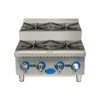 product of Globe GHPSU424G 24" Countertop Step-Up Gas Hotplate with (4) Burners, 120.000 BTU