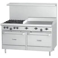 product of Garland US Range U48-4G24LL 48" Gas Restaurant Range w/ (4) Open Burners, 24" Griddle, (2) Space Saver Ovens, 228.000 BTU