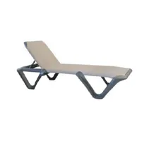 product of Grosfillex 99901102 Nautical Pro Chaise, Sling Style, Resin Frame, Espresso, 3-Position Adjustable