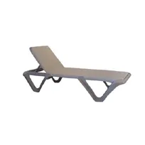 product of Grosfillex 99901763 Nautical Pro Chaise, Sling Style, Resin Frame, Dove Gray, Ash, 3-Position Adjustable Back, Stackable