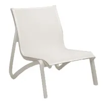 product of Grosfillex US001096 Sunset Outdoor Lounge Chair, Stackable, Plastic Frame, White Textilene Sling