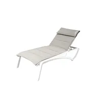 product of Grosfillex UT024096 Sunset Comfort Stackable Chaise Lounge, Sling Style, Resin Frame, Glacier White, Beige Fabric