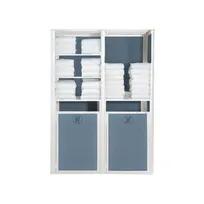 product of Grosfillex UT034096 Sunset Towel Valet Double Unit, 48"W x 25"D x 70"H, Glacier White Aluminum Frame, Madras Blue Textilene Fabric