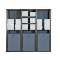 product of Grosfillex UT036288 Sunset Towel Valet, Triple Unit, 73"W x 25"D x 70"H, Aluminum, Volcanic Black, Madras Blue