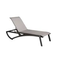 product of Grosfillex UT246288 Stackable Sling Chaise Lounge, Volcanic Black Resin Frame, Solid Gray Textilene Fabric, Microban Anti-Microbial