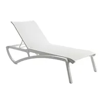 product of Grosfillex US642096 Sunset Chaise Lounge, Stackable, Without Arms, Textilene Sling, Glacier White Frame