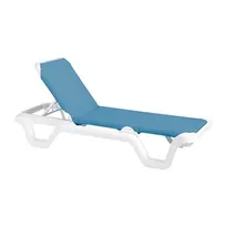 product of Grosfillex US404194 Marina Chaise, Sling Style, White Resin Frame, Sky Blue, Adjustable, UV Resistant