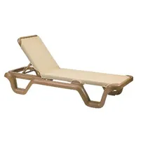 product of Grosfillex US414108 Marina Chaise, Sling Style, Teakwood Resin Frame, Khaki, Adjustable