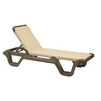 product of Grosfillex US414137 Marina Chaise, Sling Style, Resin Frame, Khaki, Adjustable, Bronze Mist Finish