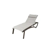 product of Grosfillex UT420599 Sunset Comfort Stackable Chaise Lounge, Sling Style, Resin Frame, Beige
