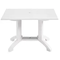 product of Grosfillex UT385004 Rectangular Outdoor Table, 48"W x 32"D x 29"H, White Resin Top, Pedestal Base