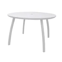 product of Grosfillex S6702096 42" Round Outdoor Restaurant Table, High Pressure Laminate Top, Glacier White Aluminum Base, 29"H