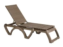 product of Grosfillex UT634181 Java Chaise, Stackable, Without Arms, Adjustable, All Weather Wicker, French Taupe Resin Frame